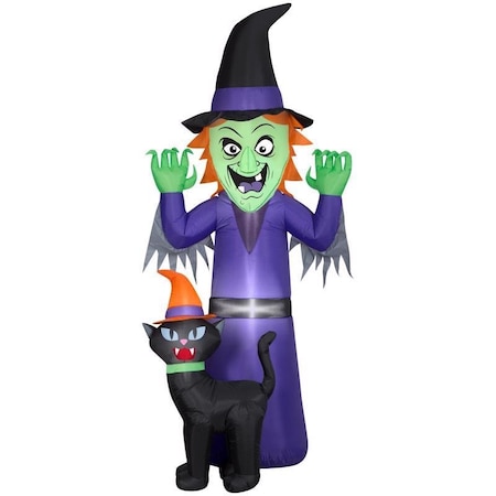 Gemmy Gemmy Airblown 9 ft. LED Prelit Witch and Cat Inflatable 229619